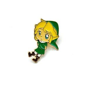 Link Legend of Zelda Enamel Pin OS Green Chibi Style Video Game Nintendo Fan Art